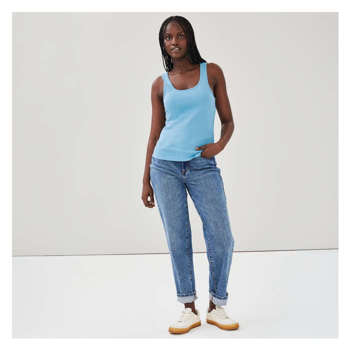 Women's Essential Organic Cotton Rib Tank - Light Blue